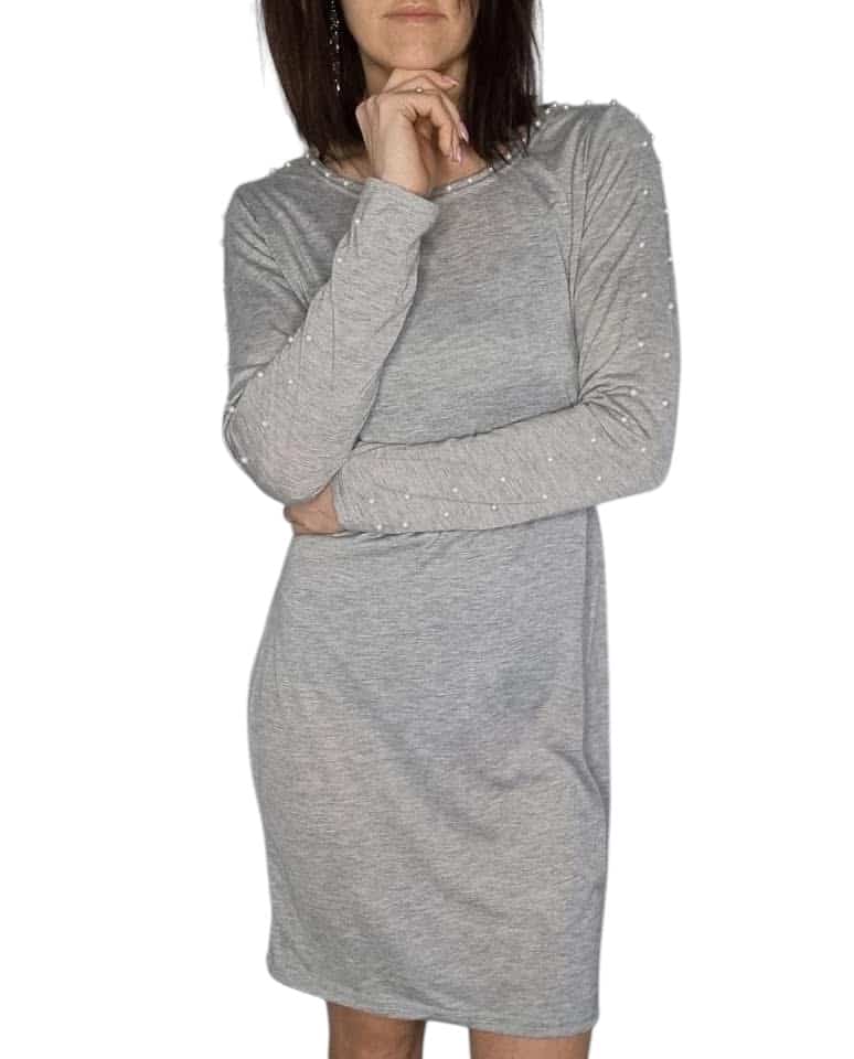Sukienka Szara z perełkami  Nowa bez metki  Rozmiar S/M 36/38