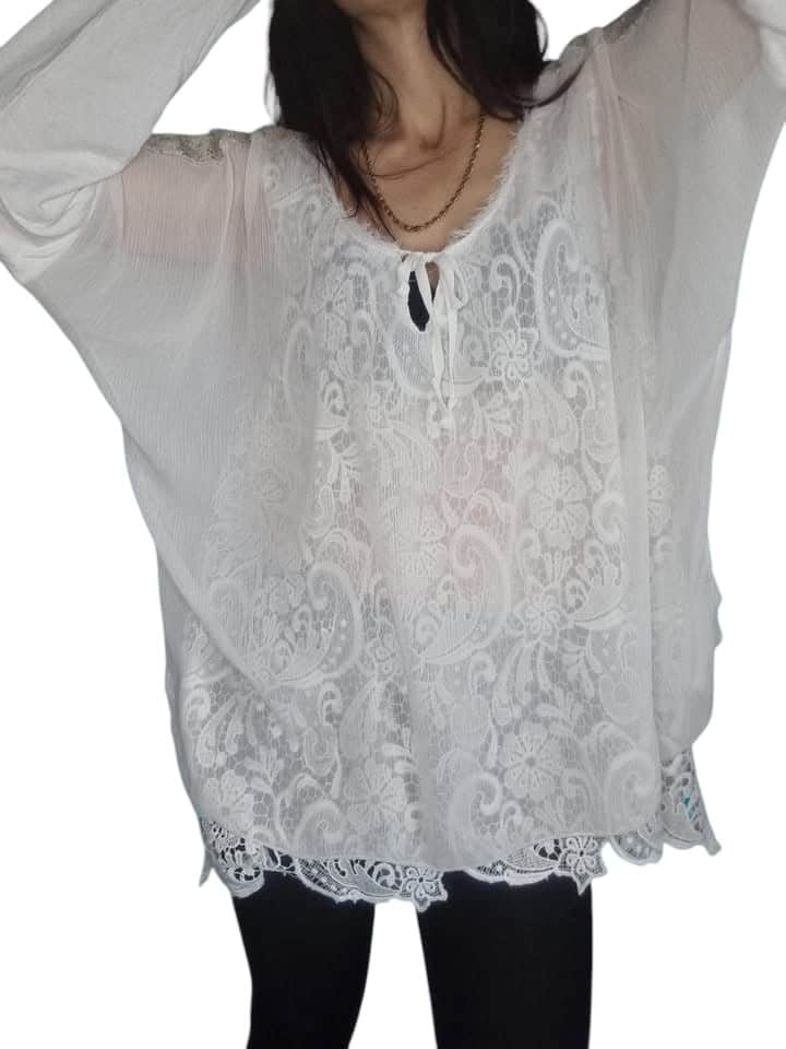 Kremowa bluzka tredy Rozmiar 46 XXXL