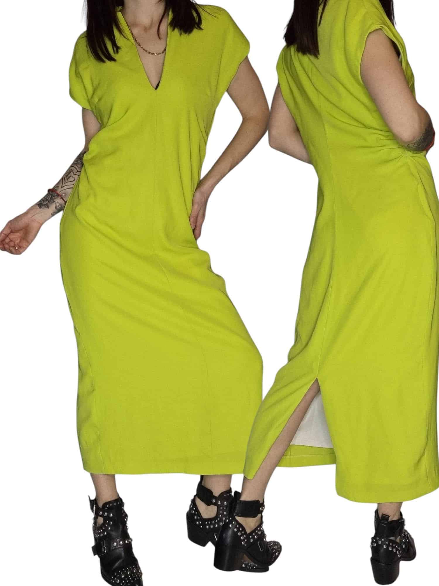 Limonkowa sukienka marki Zara   rozmiar L (40).