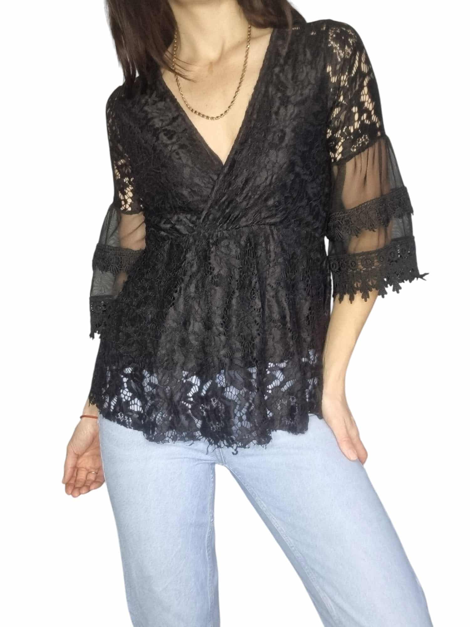 Czarna koronkowa bluzka new collection rozmiar S/M 36/38