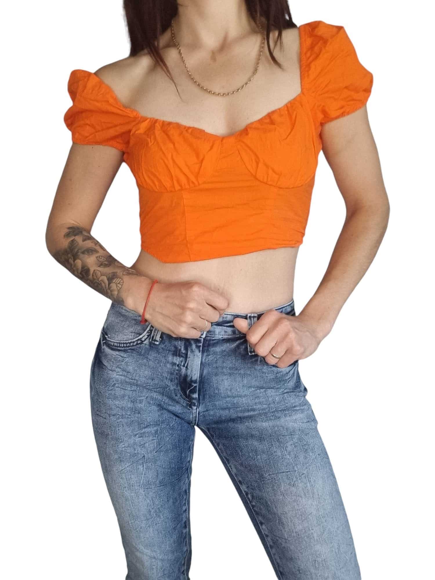 Crop top H&amp;M pomarańczowy rozmiar S 36