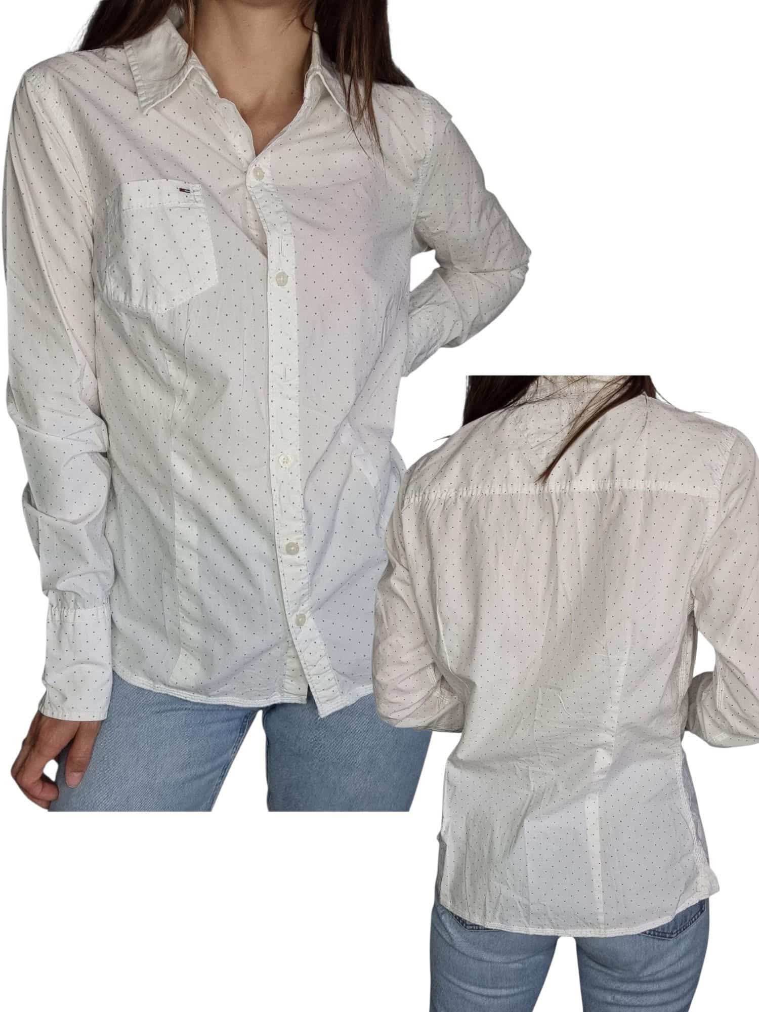 Koszula Hilfiger Denim  Biała w niebieskie kropki  Rozmiar L 40