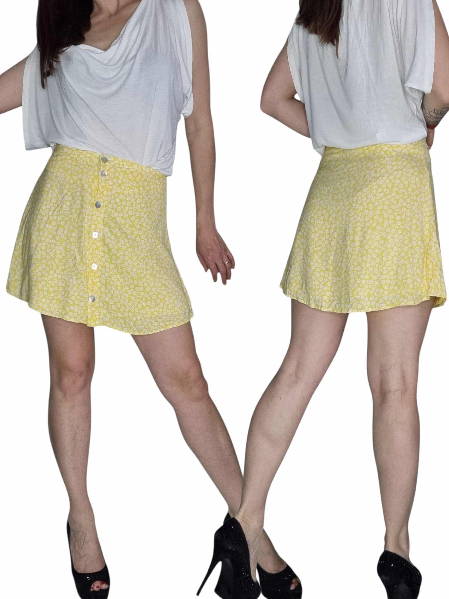 Romantyczna żółta spódniczka H&amp;M  Rozmiar S 36