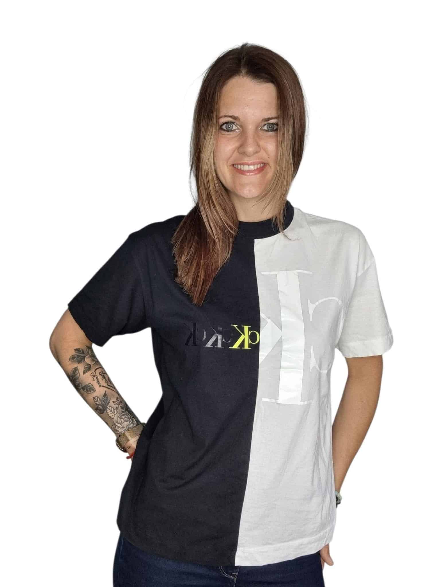 Biało czarny t-shirt Calvin Klein rozmiar uniwersalny od xs 34 do xl 42