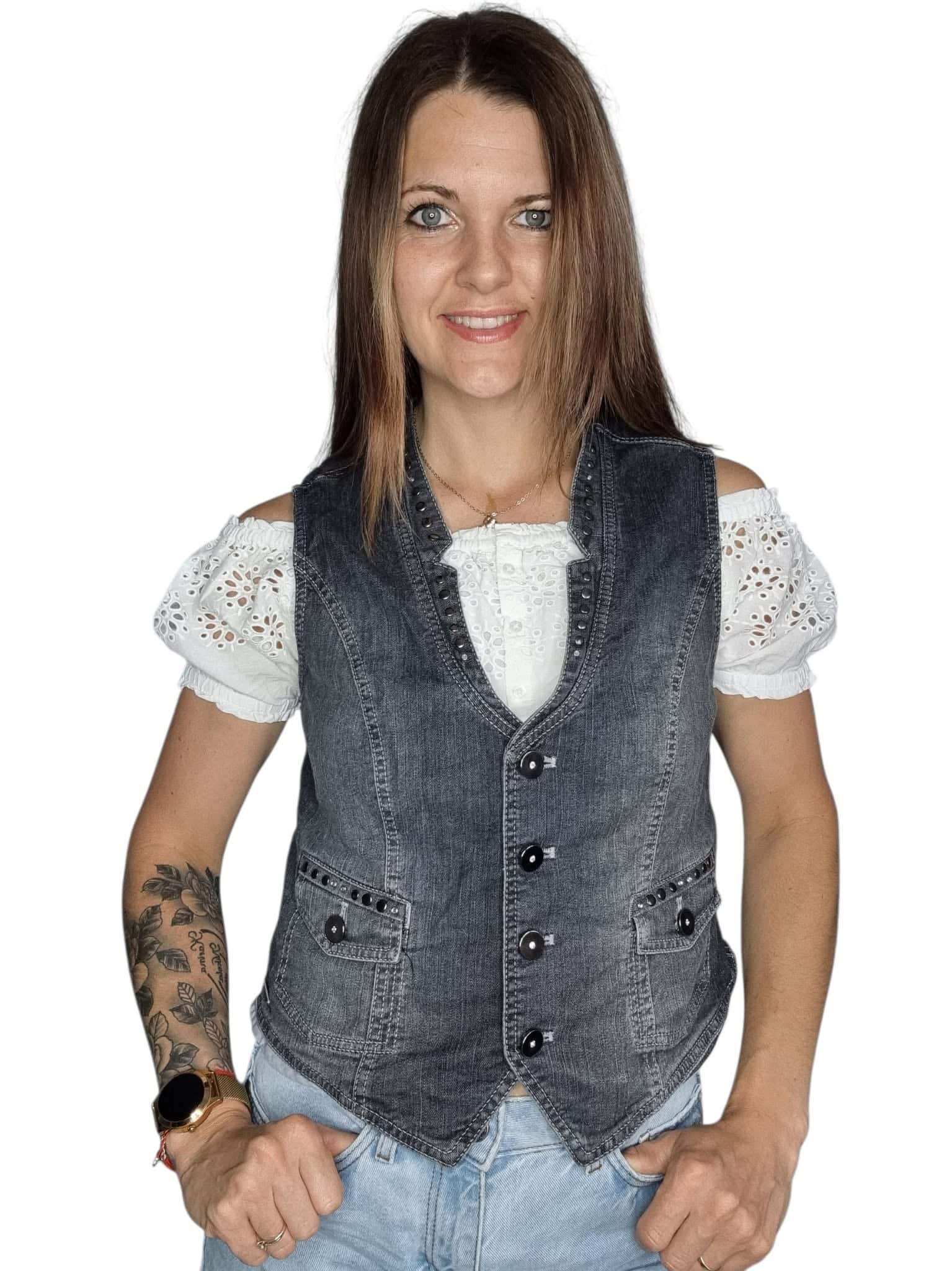 Czarna jeansowa kamizelka bezrękawnik gerry Weber rozmiar m 38